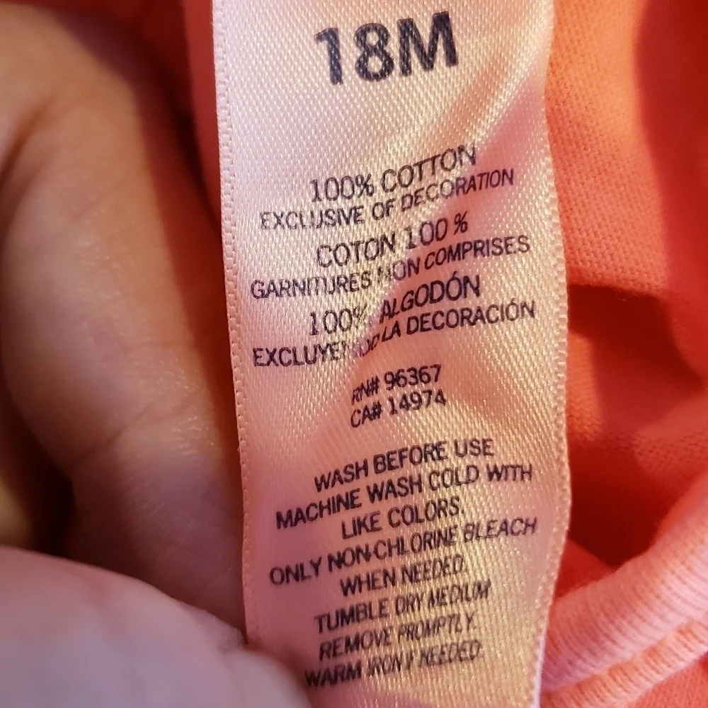 OshKosk B'gosh Bright Coral One Piece Bodysuit 18M